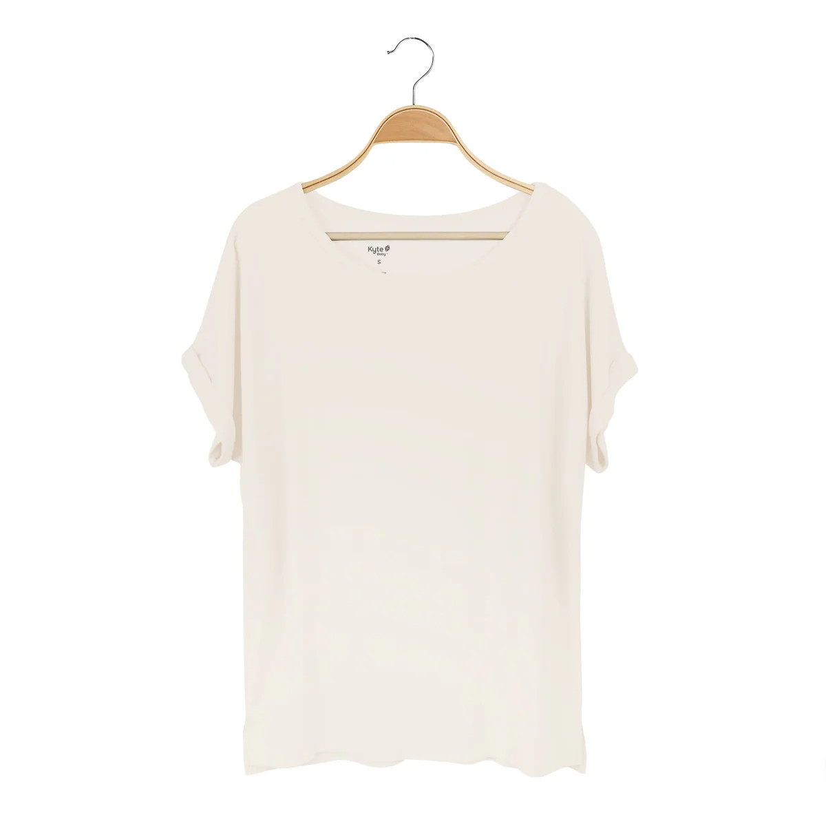 Women's Bamboo Jersey Rollup Sleeve Tee in Oat | Kyte BABY