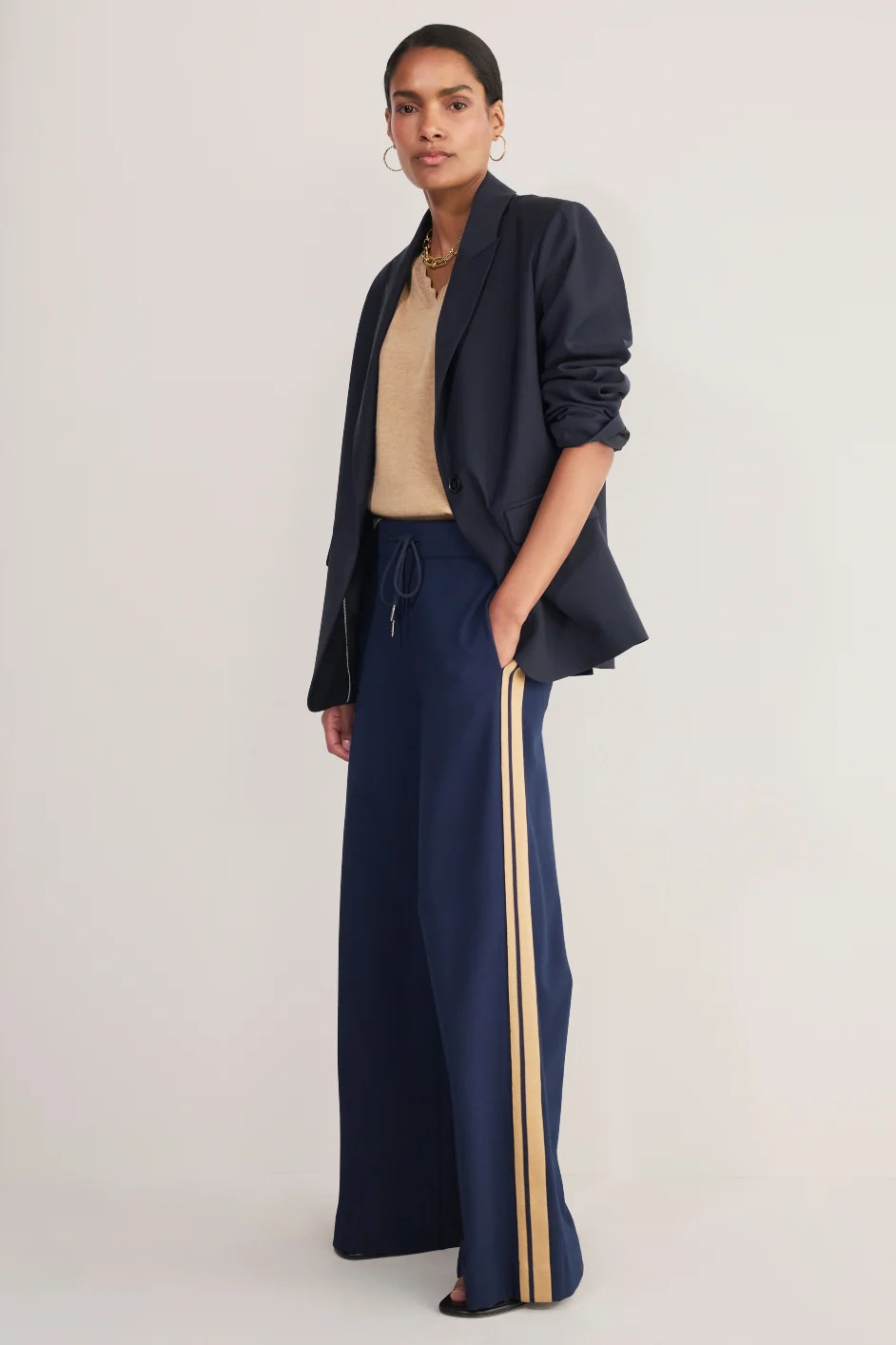 Penny Ponte Palazzo Trouser - Midnight/Sand | WYSE London