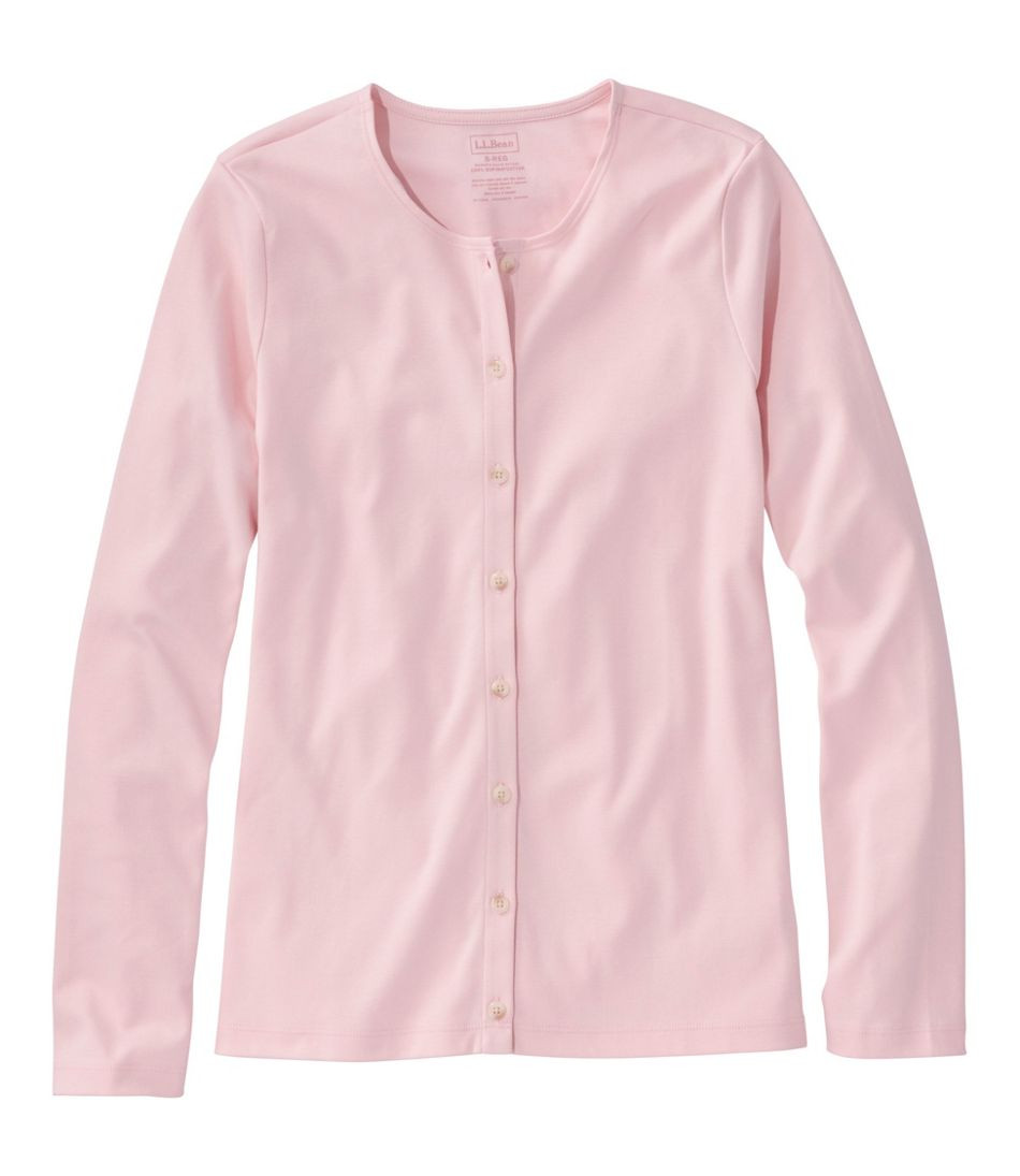 Women's Pima Cotton Tee, Long-Sleeve Crewneck Cardigan | L.L. Bean