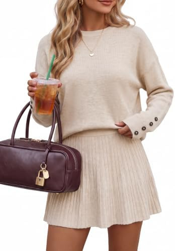 Arach&Cloz Women's Wool Blend 2 Piece Fall Fashion Sweater Skirt Sets | Amazon (US)