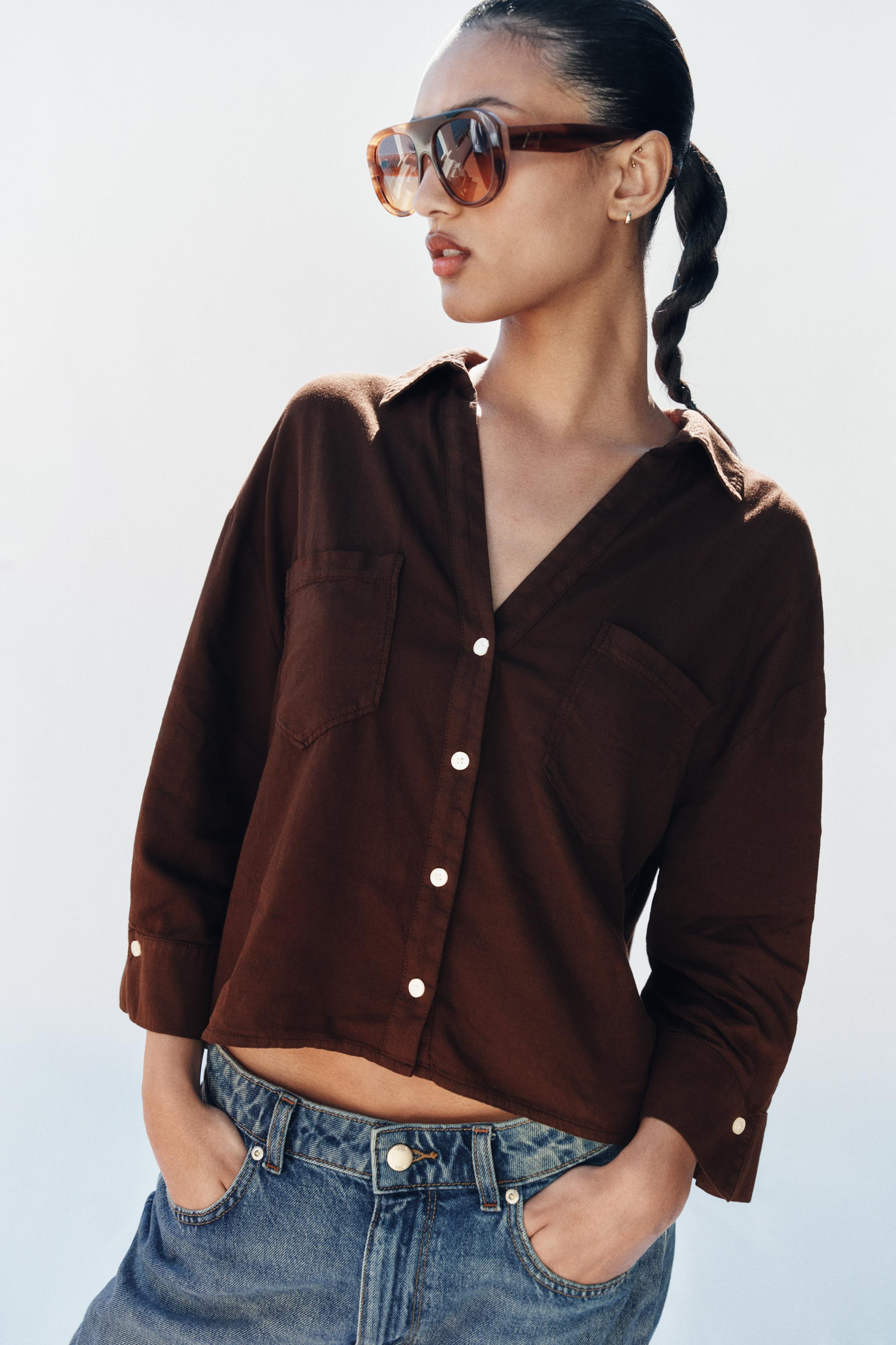 FLOWY LINEN BLEND SHIRT | Zara US