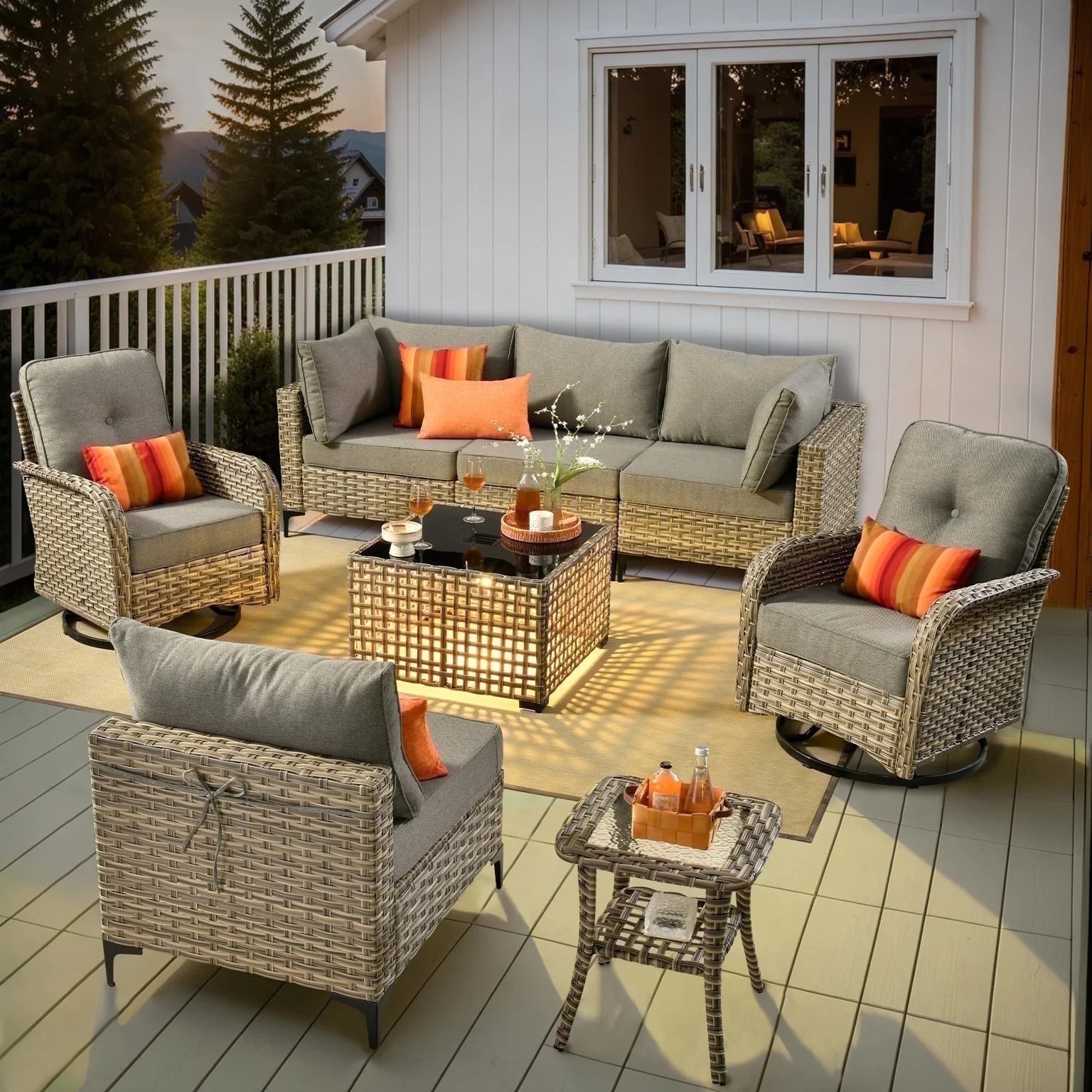 Ovios 8 Pieces Patio Furniture Outdoor Conversation Set Rattan Wicker Outside Sectional Sofa with... | Walmart (US)