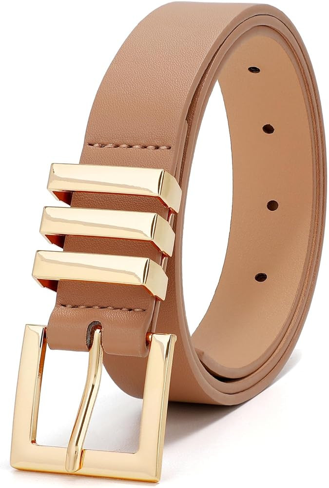 XZQTIVE Plus Size Women's Leather Belts for Jeans Pants Dress Fashion Ladies Waist Belt with Squa... | Amazon (US)