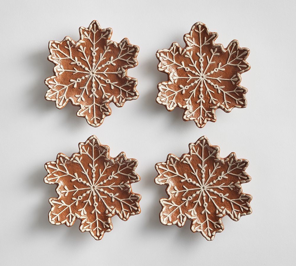 Gingerbread Snowflake Appetizer Plates - Set of 4 | Pottery Barn (US)