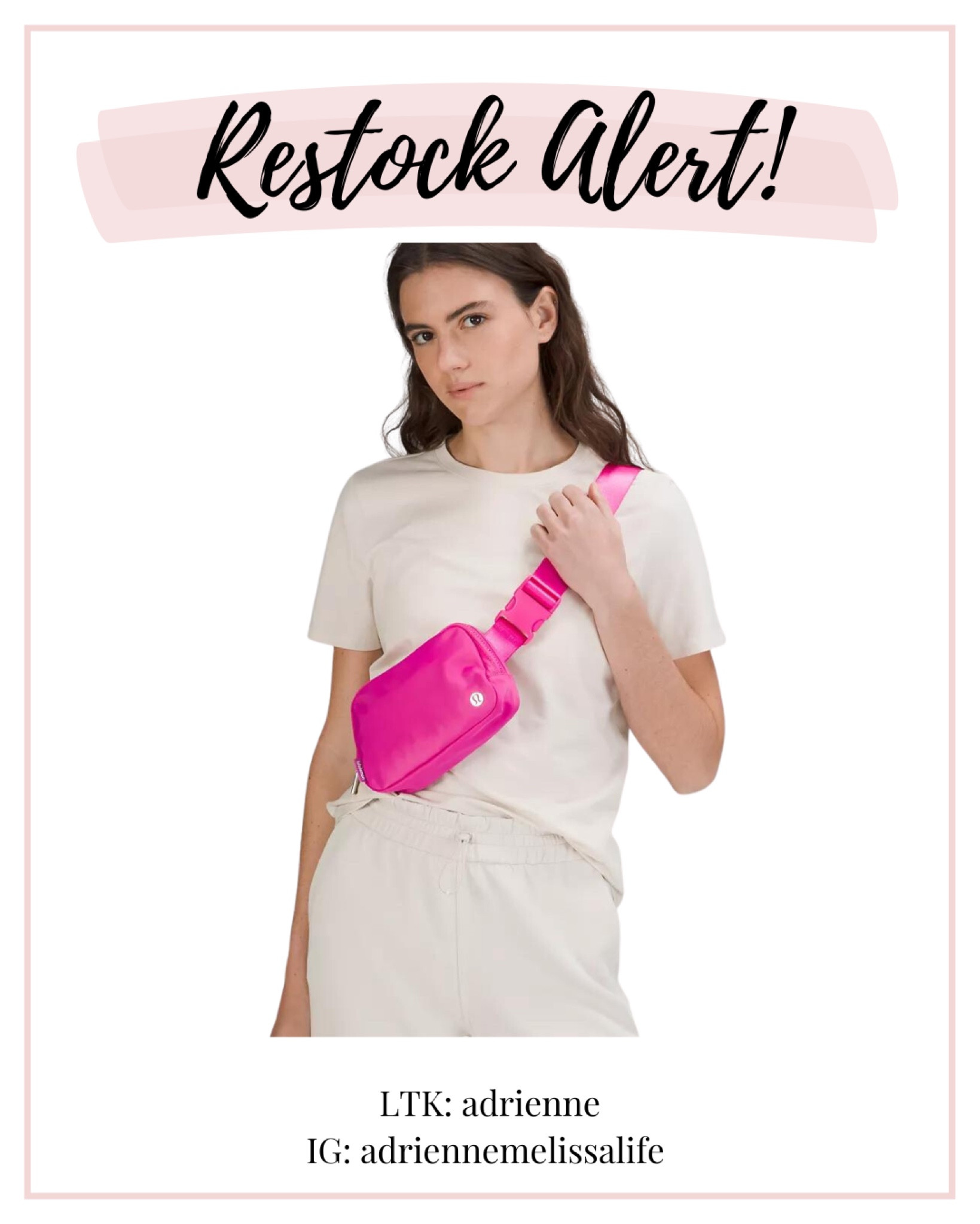 You’ve been asking for it! The Lululemon Sonic Pink Everywhere Belt Bag - without the wordmark!
#lululemon #lululemonsonicpink #lulelemoneverywherebeltbag #lululemonebb #sonicpink #barbie #lululemonrestock #restockalert

#LTKFind #LTKBacktoSchool #LTKitbag