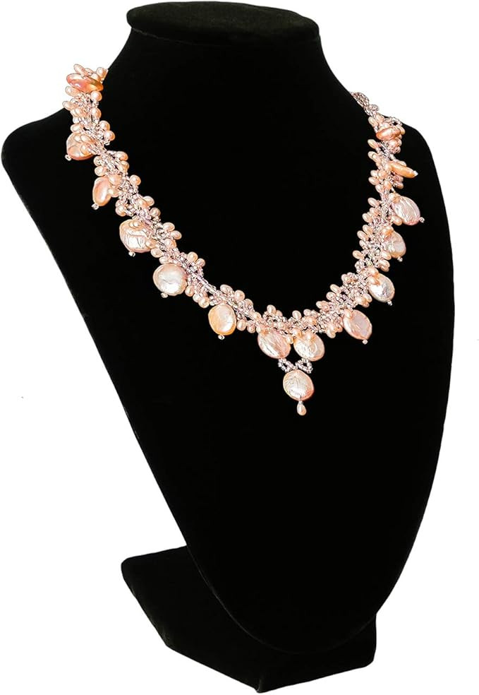 9" Black Velvet Jewelry Easel Necklace Chain Display Bust Stand Tower Rack for Home Bedroom | Amazon (US)