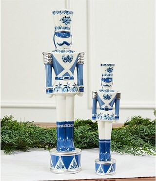 Meet Me Under The Mistletoe Collection Blue and White Chinoiserie Ceramic Nutcracker | Dillard's