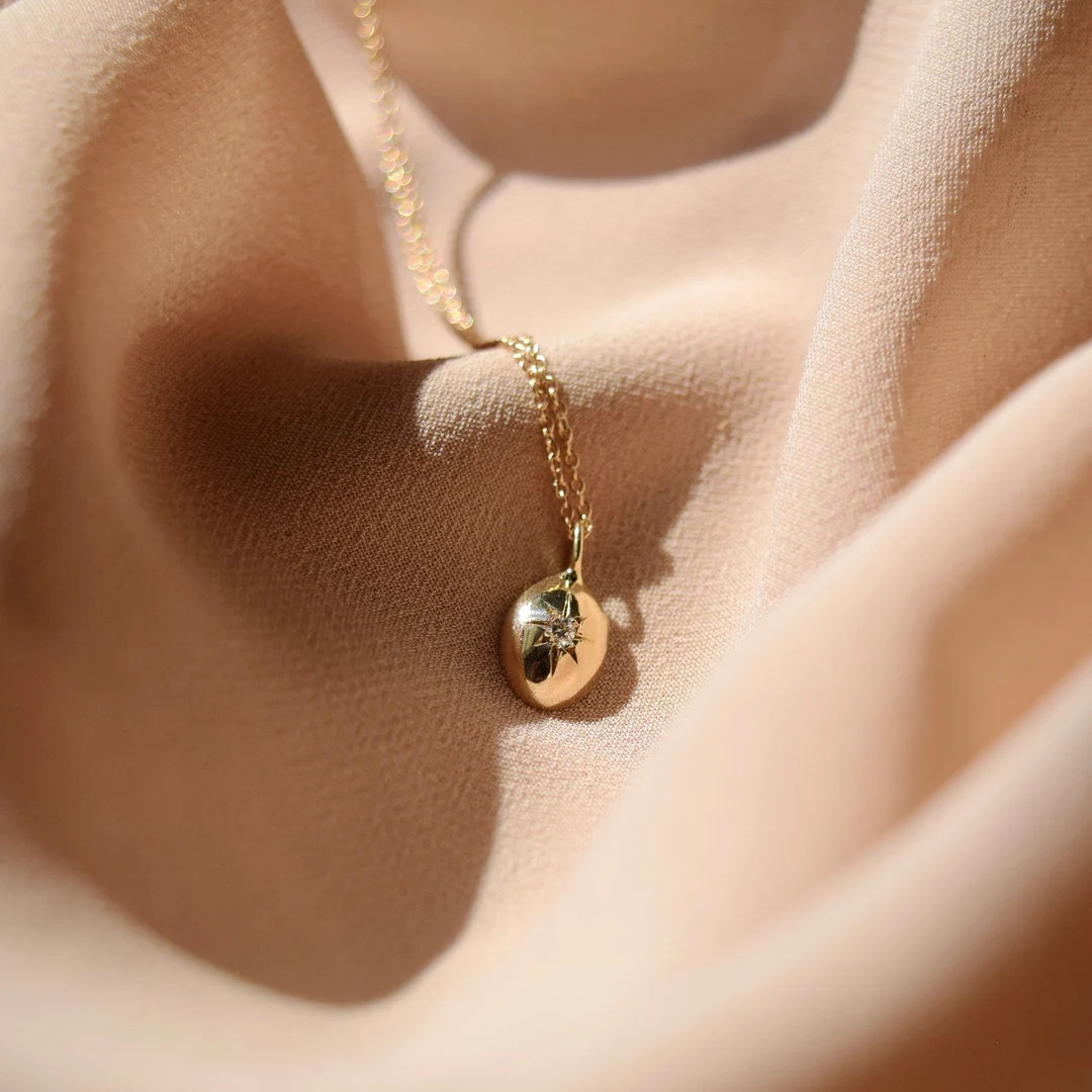 14k Gold Diamond Starburst Necklace – Celestial North Star Pendant - Etsy | Etsy (US)