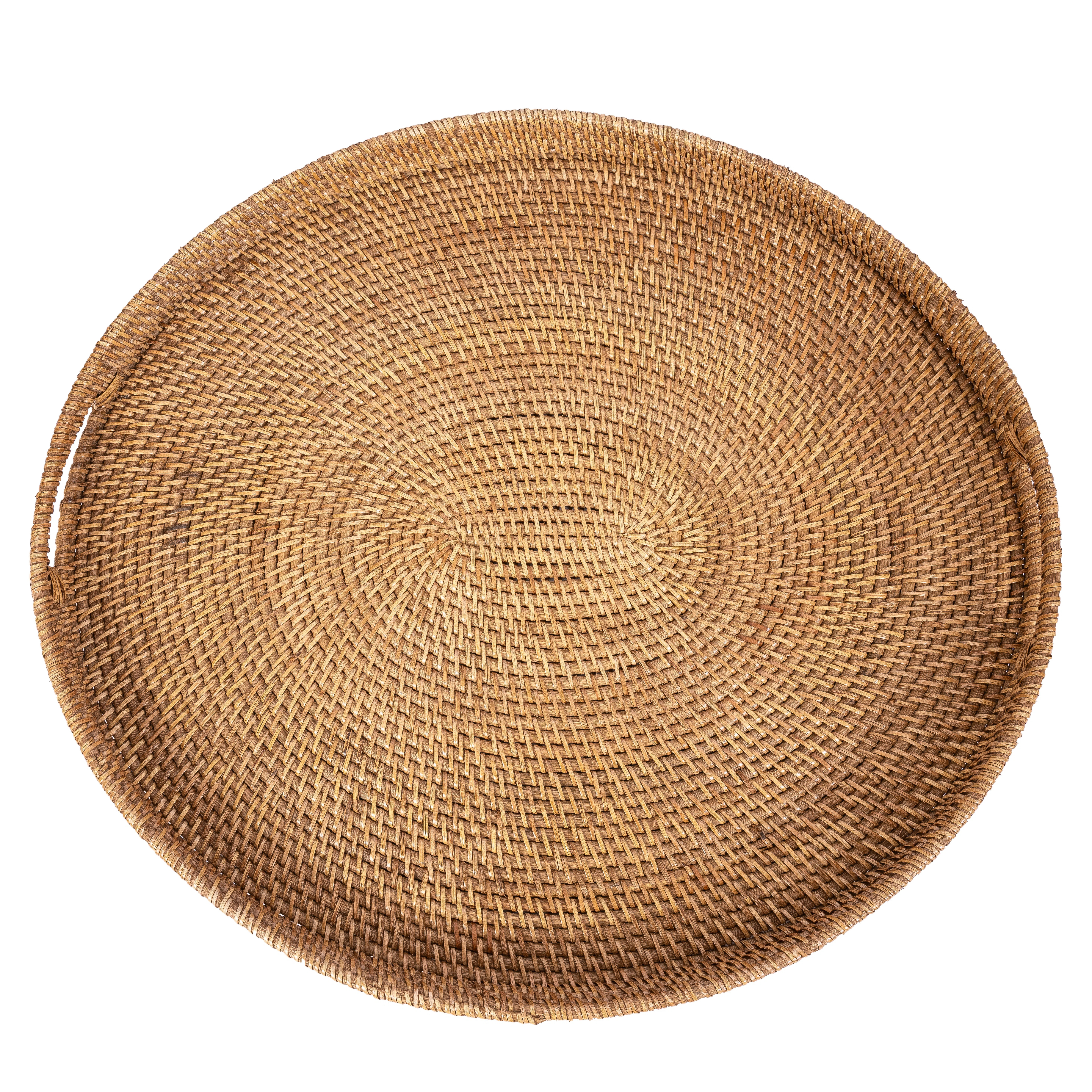 Artifacts Rattan Oval Ottoman Tray With Cutout Handles | Birch Lane