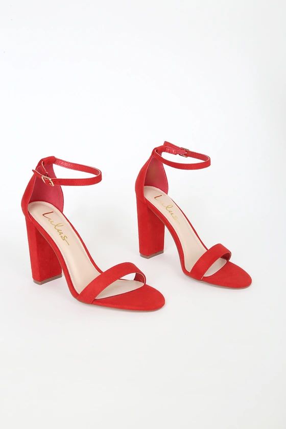 Taylor Red Suede Ankle Strap Heels | Lulus (US)