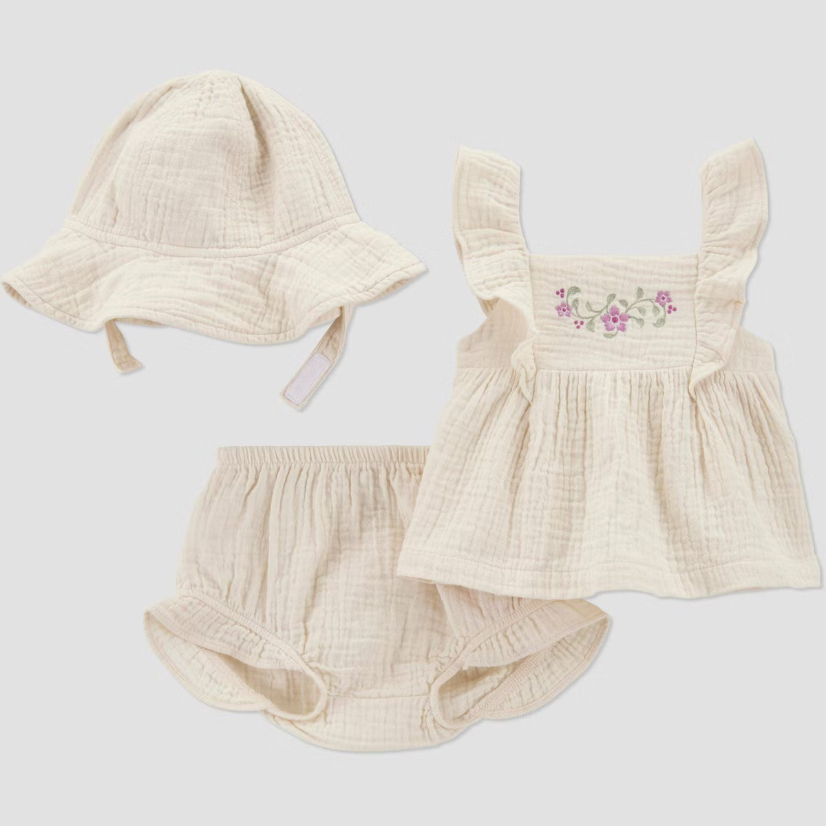 Carter's Just One You® Baby Girls' Creme Floral Dress with Hat - Cream | Target
