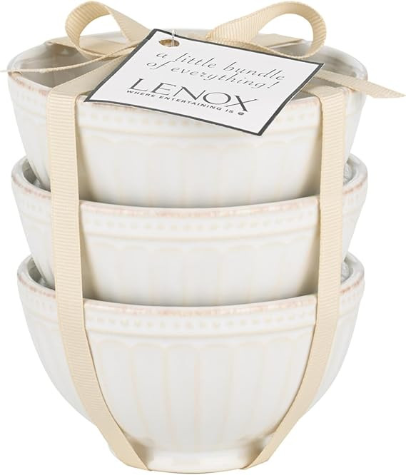 Lenox (858037 ) French Perle Groove Bowls (Set of 3), Mini, White | Amazon (US)