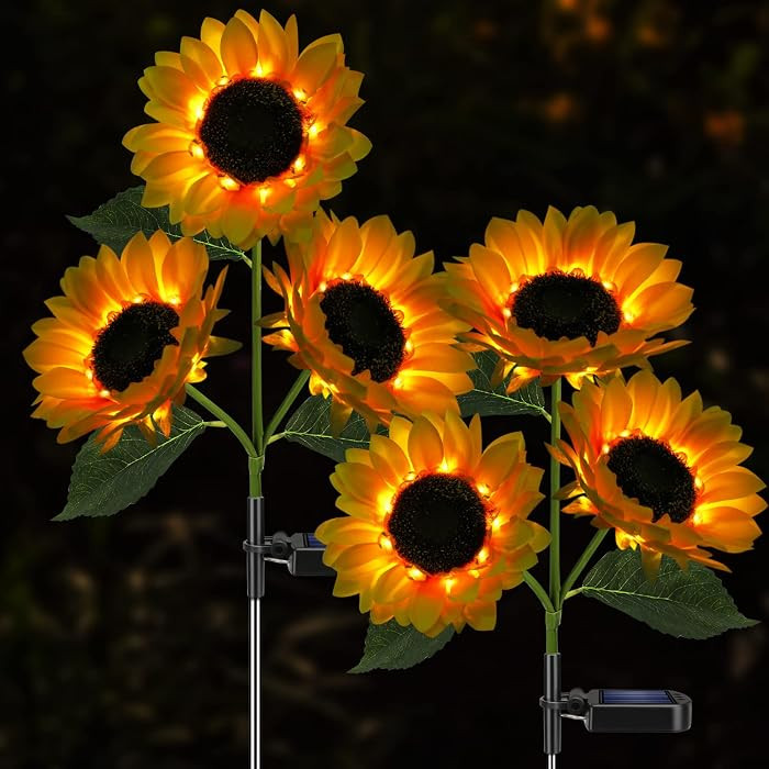 Solar Sunflower Lights Flowers Outdoor Waterproof for Yard Garden Cemetery | Amazon (US)