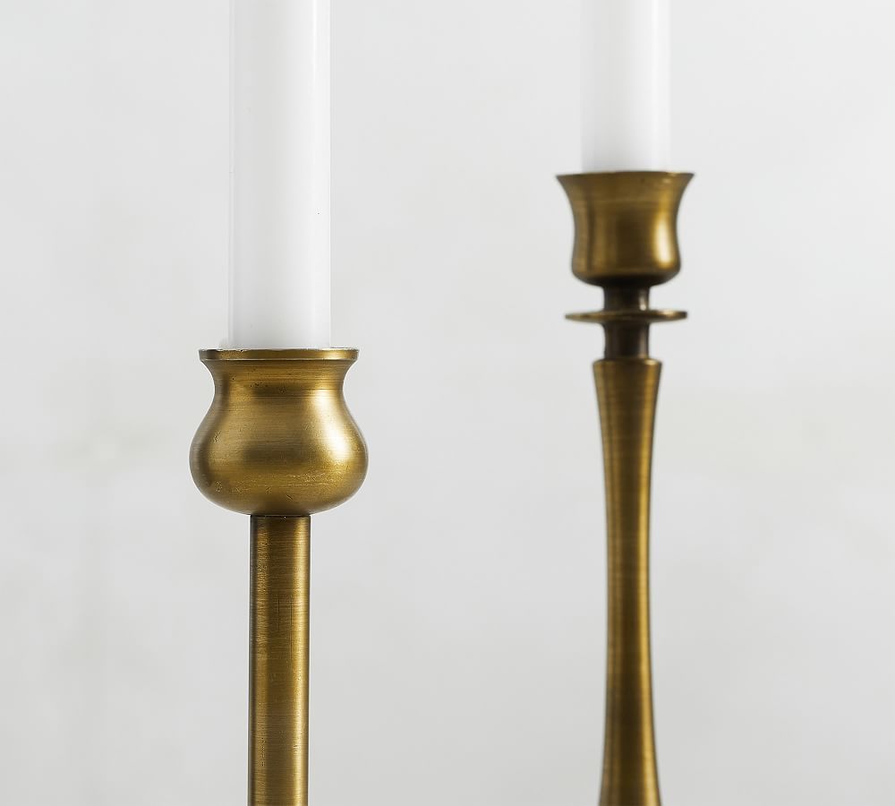 Booker Taper Candleholders, Set of 4 - Brass | Pottery Barn (US)
