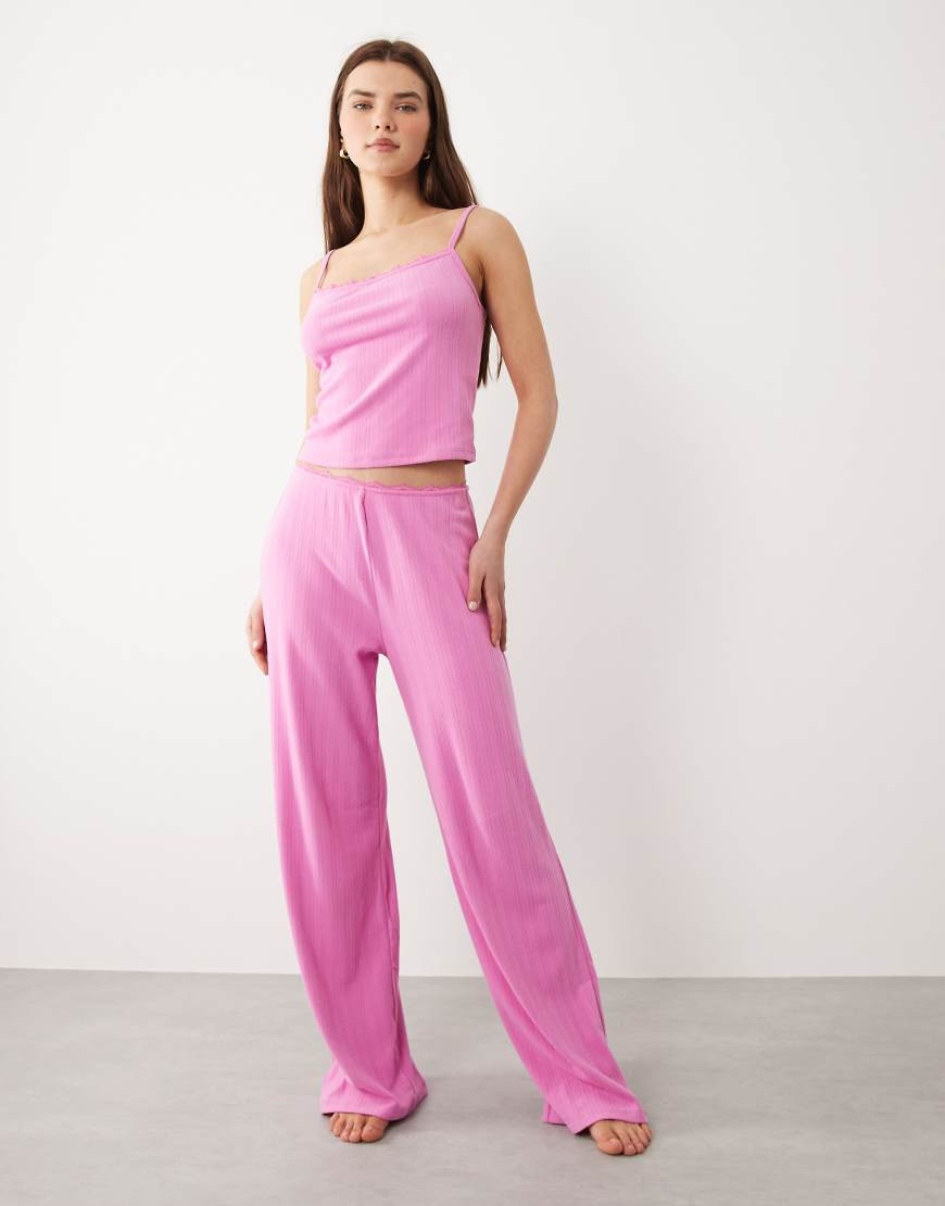 Abercrombie & Fitch co-ord pointelle pyjama bottoms in pink | ASOS (Global)