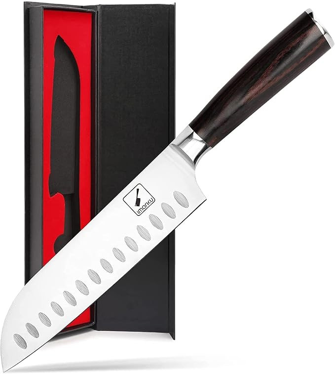 imarku Chef Knife 7 Inch Kitchen Knife Ultra Sharp Santoku Knife - 7Cr17Mov Japanese Chefs Knife,... | Amazon (US)