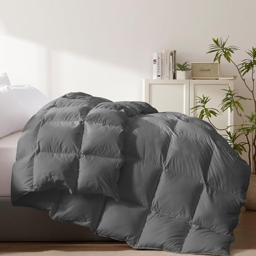 Cosybay Heavyweight Feather Down Fiber Comforter King Size - Thick Dark Grey 100% Cotton Duvet Insert for Winter Climates - Luxury Hotel Bedding Comforter Extra Warmth, King 106x 90 Inch | Amazon (US)