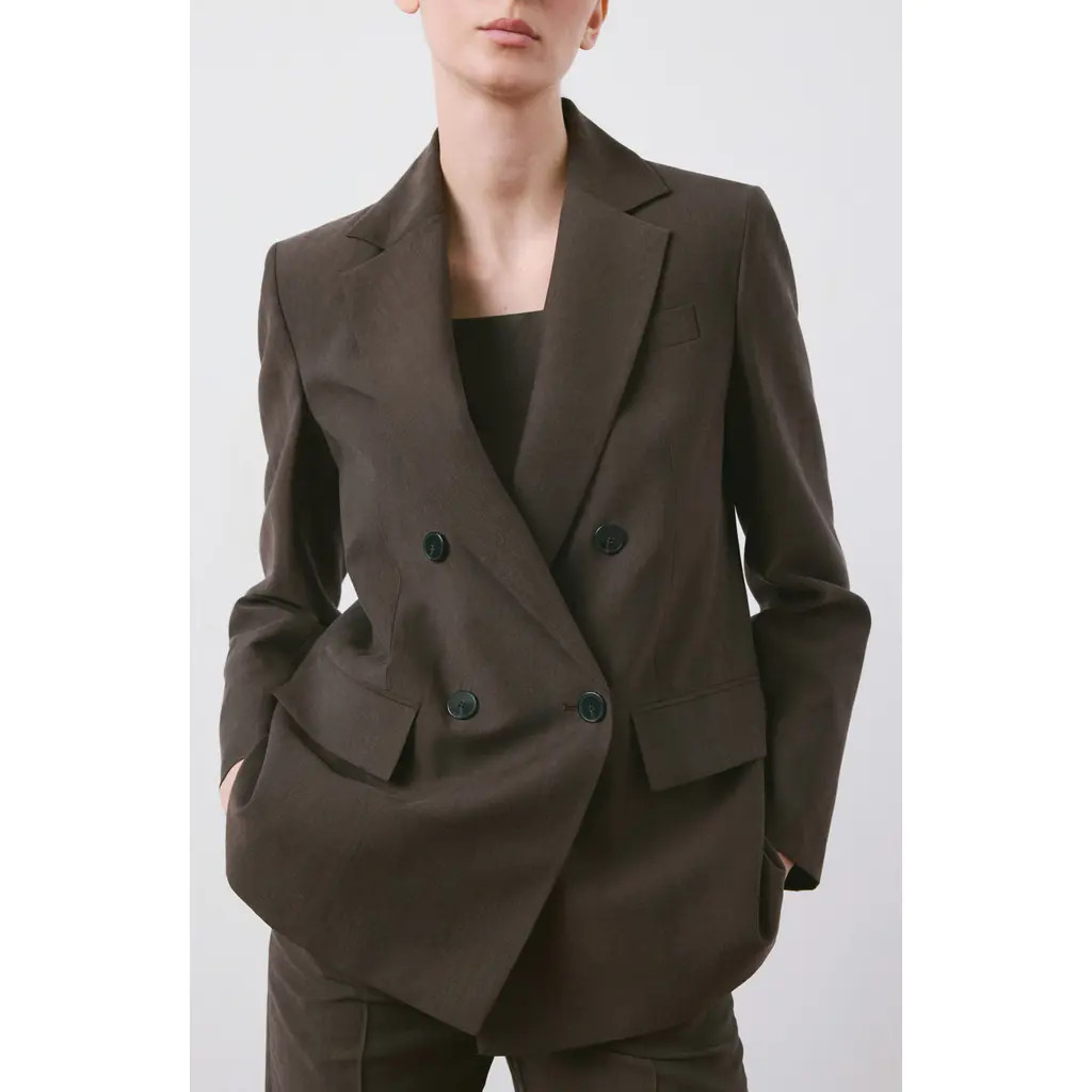 MANGO Straight Fit Suit Blazer in Dark Brown at Nordstrom, Size Large | Nordstrom