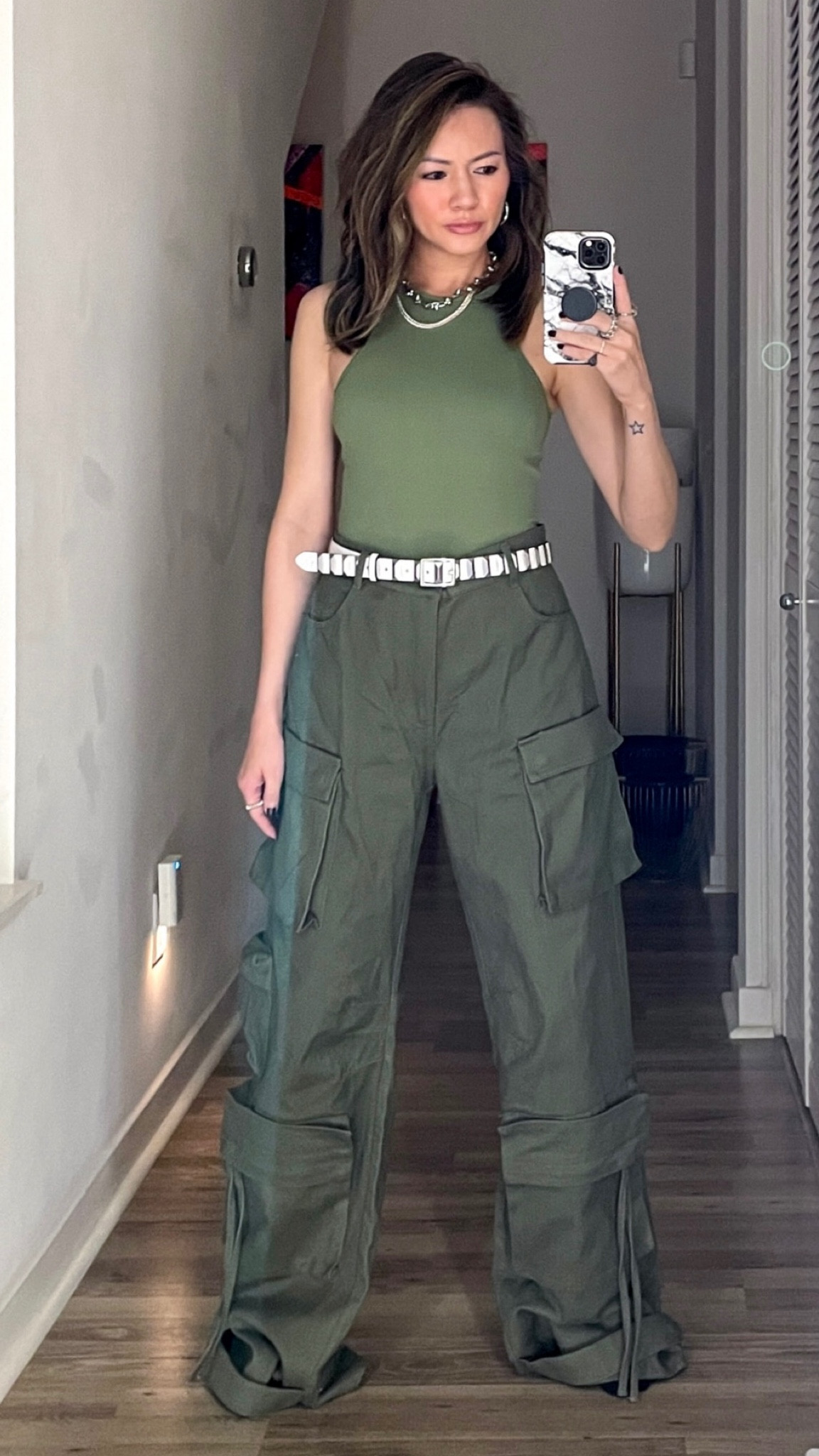 Concert outfit 🎶 Will forever be a cargo girlie ⚡️ These cargo pants are a best seller and on sale for 20% off today only! They’re so cool and chic! 

Concert outfit, spring style, spring outfit, cargo pants, cargos, bodysuit, olive green, belt, The Stylizt 






#LTKstyletip #LTKfindsunder100 #LTKsalealert