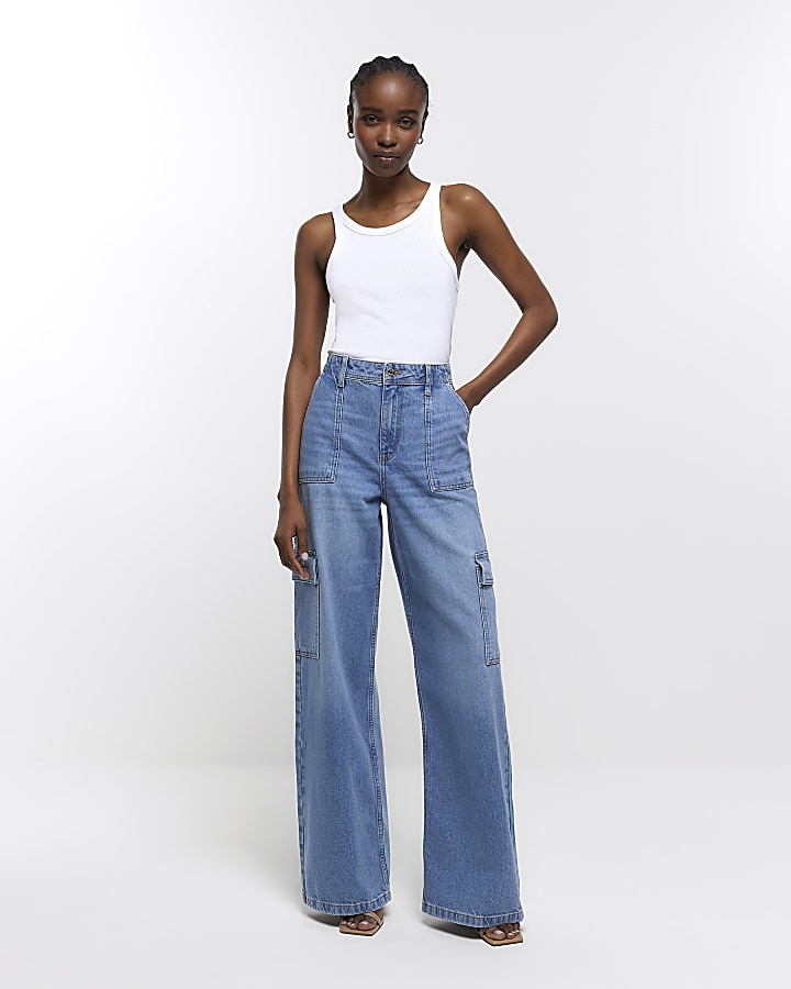 Denim wide leg jeans | River Island (UK & IE)