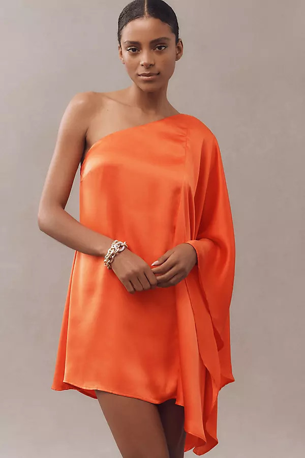 Tiana One-Shoulder Satin Kaftan Mini Dress | Anthropologie (US)
