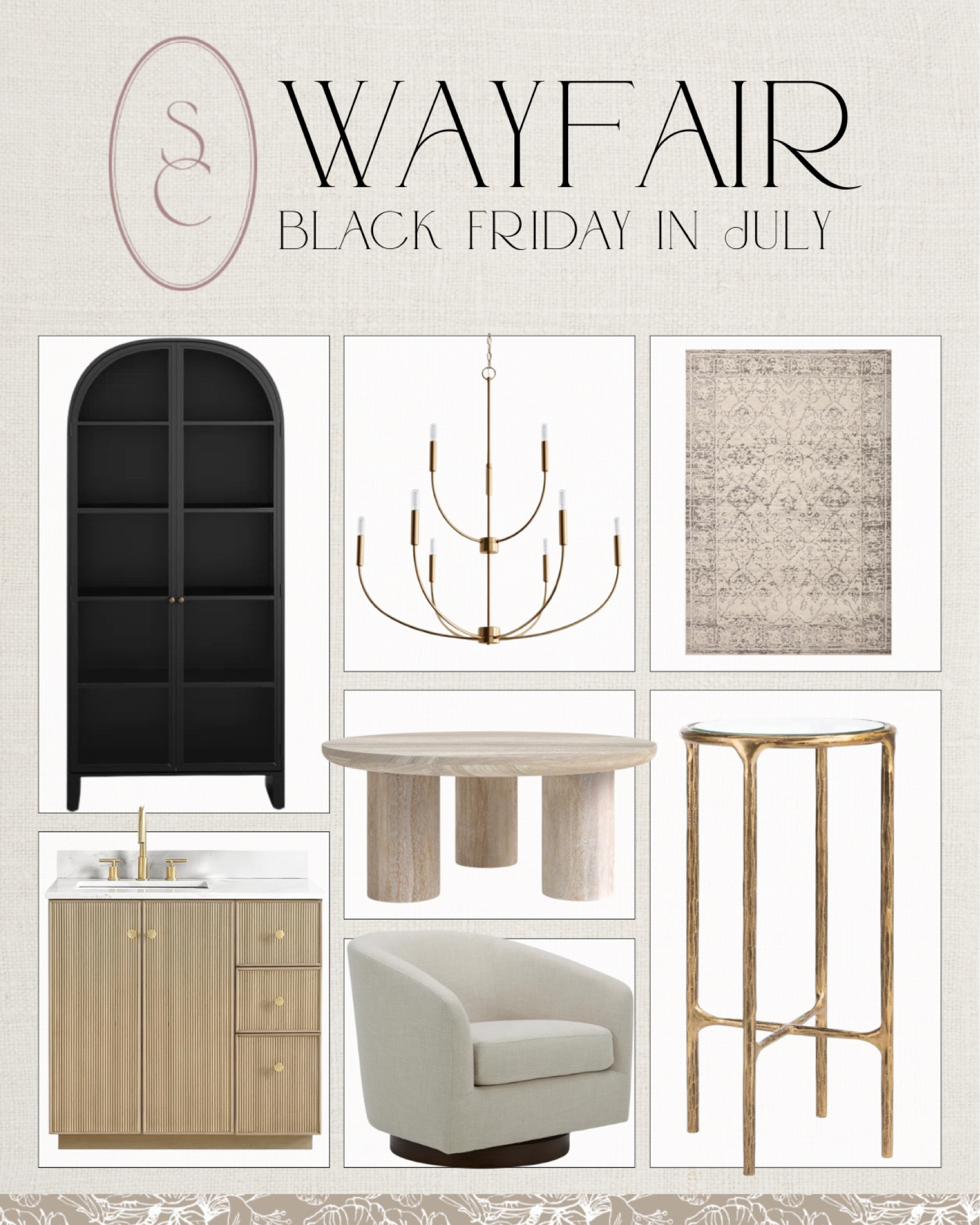 Wayfair Black Friday in July sale is going on!!! Grab up to 80% off!! Sale includes this arched bookcase, chandelier, bathroom vanity, round coffee table, side table, accent chair, and area rug. 

wayfair, wayfair sale, wayfair deals, wayfair furniture, wayfair bathroom, bathroom decor, dining room, living room decor, area rug on sale, wayfair home decor 

#LTKSaleAlert #LTKSeasonal #LTKHome