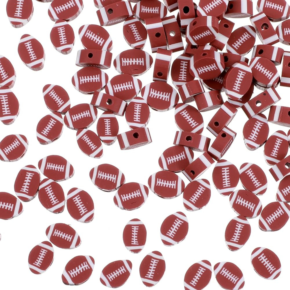 Amazon.com: Matwsec 100 PCS Football Beads for Bracelets Oval Football Charms for Jewelry Making 2mm Hole Polymer Clay Beads for Necklace Bracelet Earrings Handmade Crafts Accessories : Arts, Crafts & Sewing | Amazon (US)