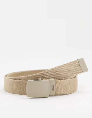 ASOS DESIGN slim webbed canvas belt in stone | ASOS (Global)