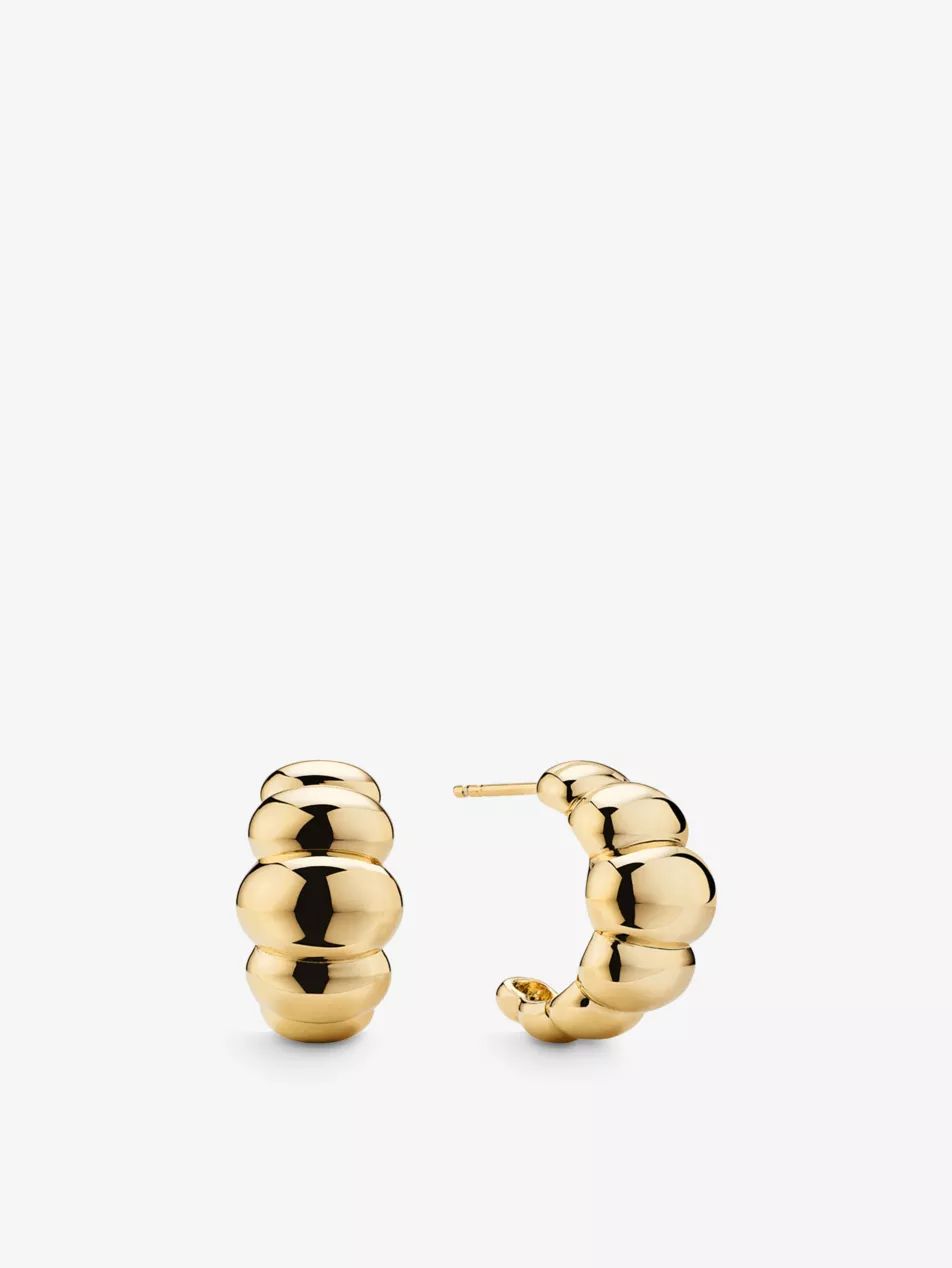 Puffy Charlotte 18ct yellow gold-vermeil hoop earrings | Selfridges
