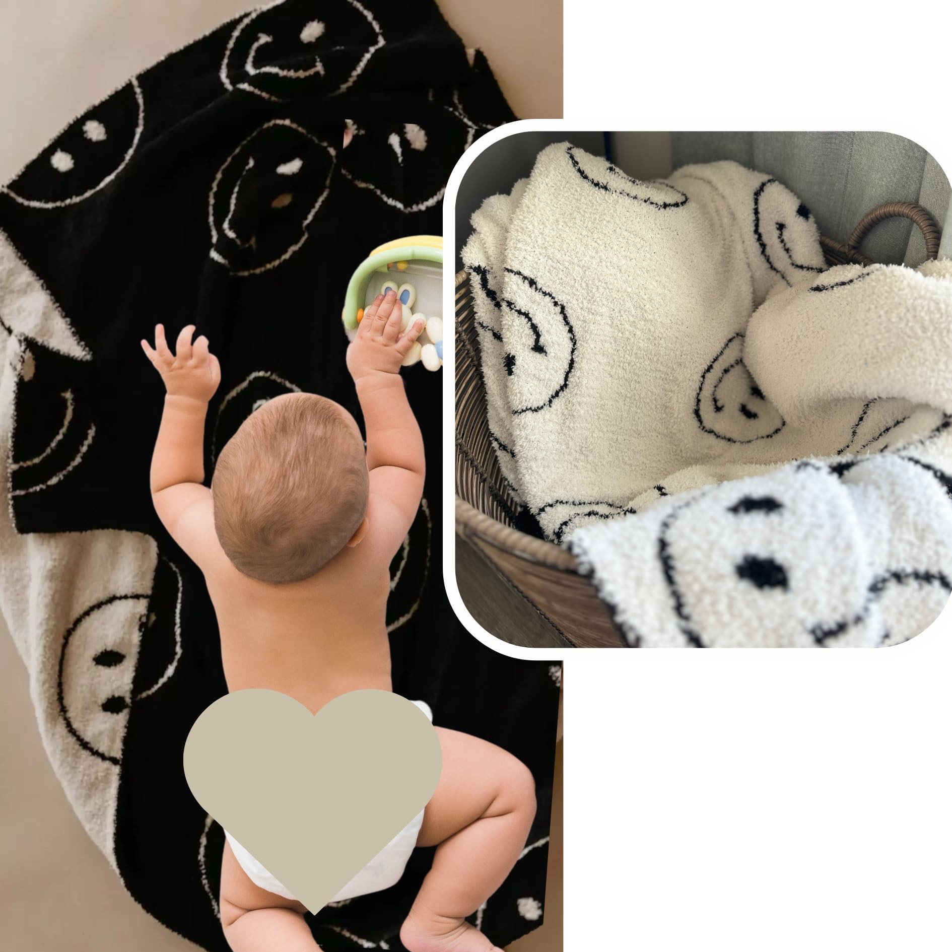 Smiley Face Throw Blanket Microfiber Soft Fluffy Cozy Baby Toddlers Kids Adult Reversible Blanket... | Amazon (US)