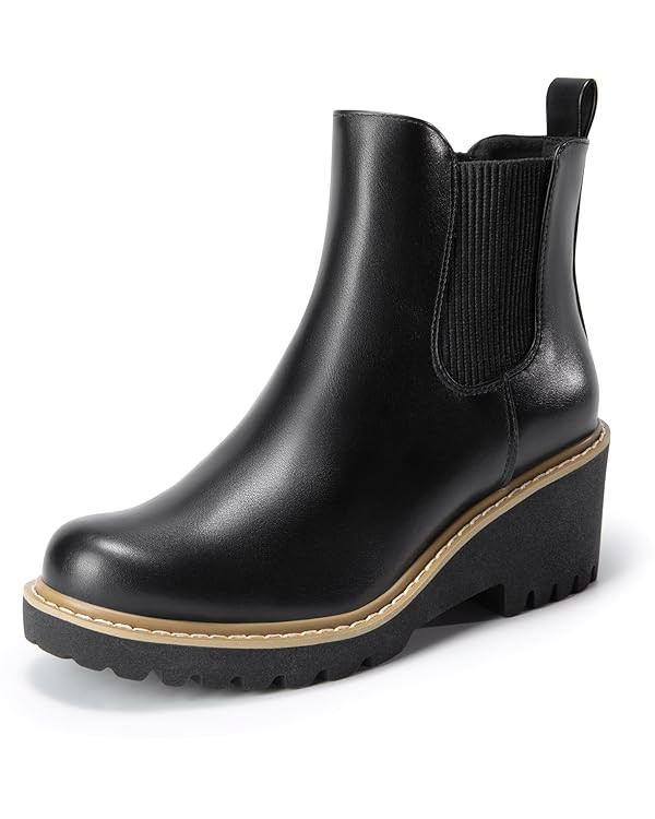 DREAM PAIRS Women's Wedge Chelsea Ankle Boots Fashion Round Toe Low Wedge Heel Platform Booties S... | Amazon (US)
