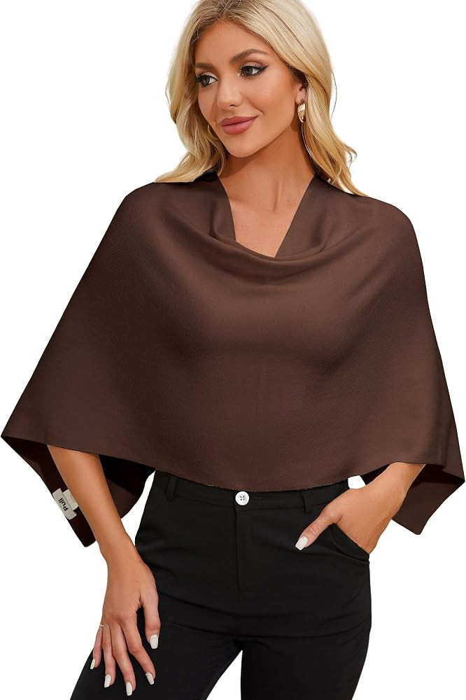 PULI Women's Cropped Poncho Sweater Slim Fit Pull Over Style | Amazon (US)