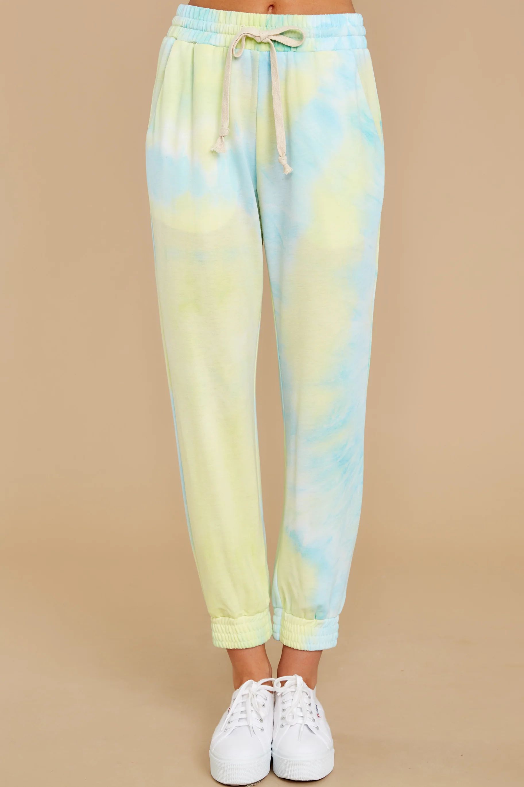 Dreaming In Color Yellow Multi Tie Dye Joggers | Red Dress 