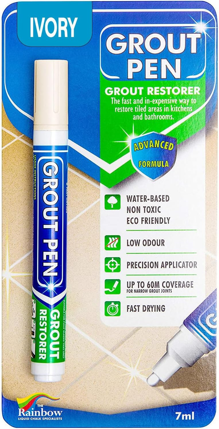 Grout Pen Ivory Tile Grout Paint Marker Restorer - Narrow 5mm Tip (7mL) | Amazon (US)