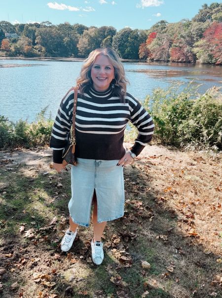 All the fall feels here!
This denim skirt is so comfortable and the perfect transition piece. Wear it with. Sweater on the cool days, pair it with a long sleeve shirt on the warm days
Denim skirt, front slit skirt, fall outfits, Golden Goose, sweater 

#LTKover40 #LTKSeasonal #LTKfindsunder50