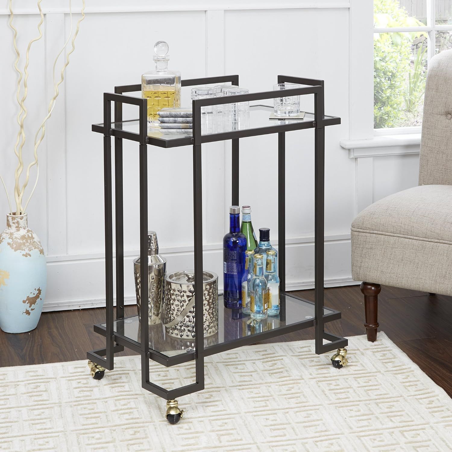 Silverwood CPFBC1703-G-GM Serving Cart, 16 L X 26 W X 33 H In In, Gunmetal Gray | Amazon (US)