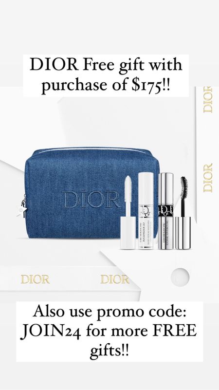 This DIOR denim makeup bag is so sought after!!! Grab yours before it’s gone! It will automatically be added to your cart along with the mascara primer and mascara when you spend $175. Also use PROMO CODE: JOIN24 to get more FREE gifts!  (Don’t forget to sign in to your account to use the promo code!!) 

#LTKSpringSale #LTKitbag #LTKbeauty
