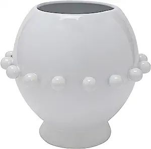 Creative Co-Op Stoneware Planter with Raised Dots, White Vases, 12" L x 12" W x 11" H | Amazon (US)