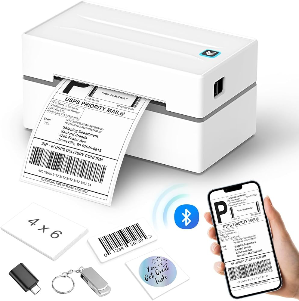 Bluetooth Thermal Shipping Label Printer, Wireless 4x6 Shipping Label Sticker Printer for Small B... | Amazon (US)