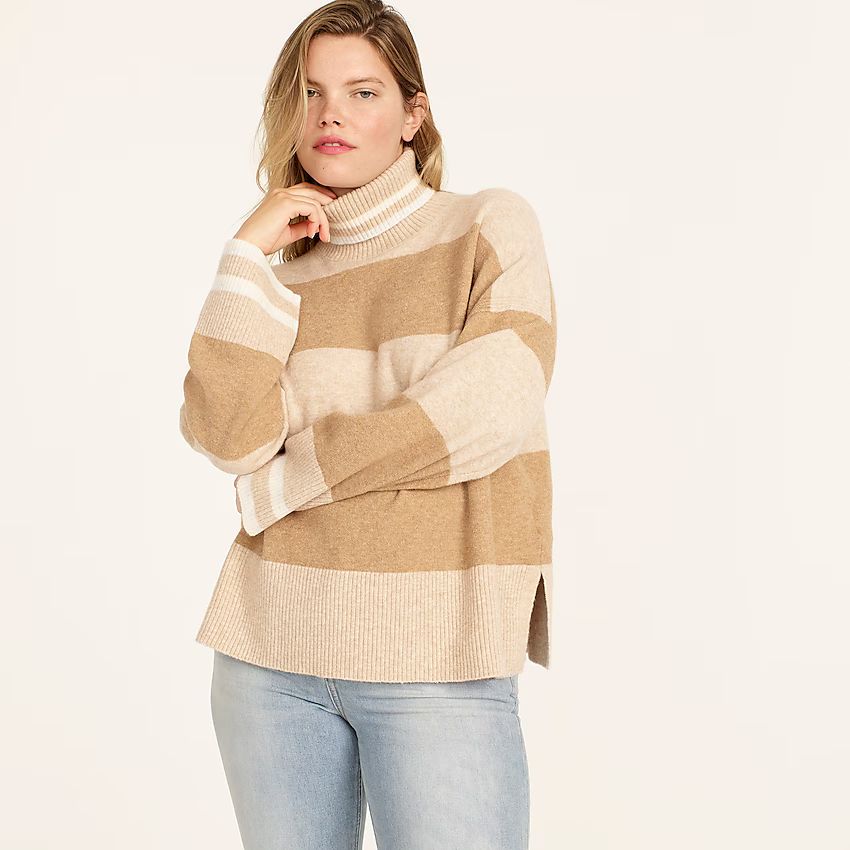 Striped turtleneck sweater in supersoft yarn | J.Crew US