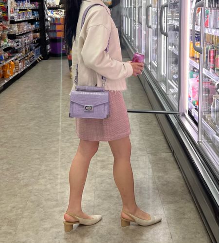 A pop of color to brighten your day! I wore this tweed mini dress for a casual night out. It was a tad bit chilly so I layered my ivory shacket on top. To complete my look, I wore my slingbacks and lilac crossbody! 

#LTKSeasonal #LTKshoecrush #LTKsalealert