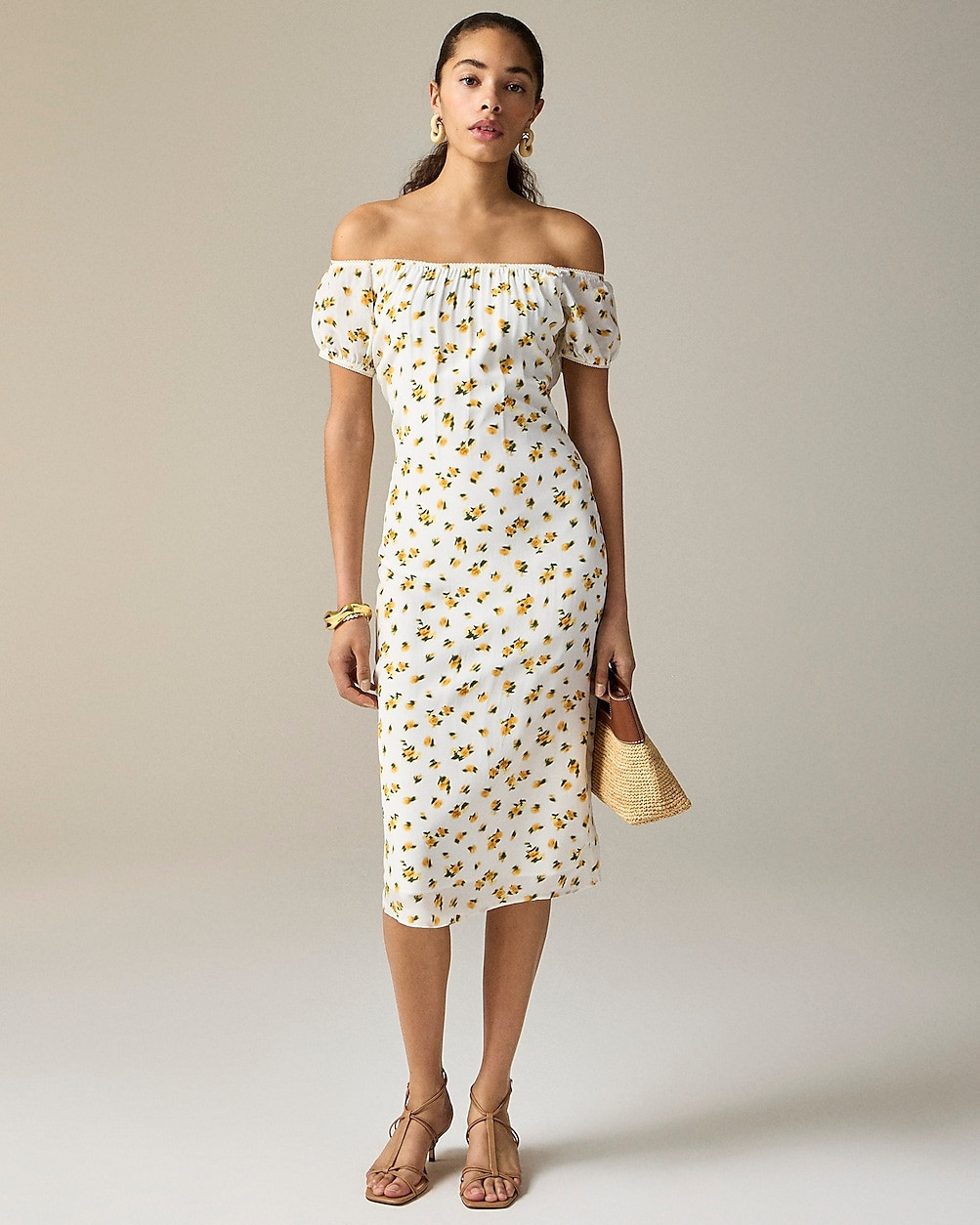 Off-the-shoulder slip dress in budding rose print | J. Crew US