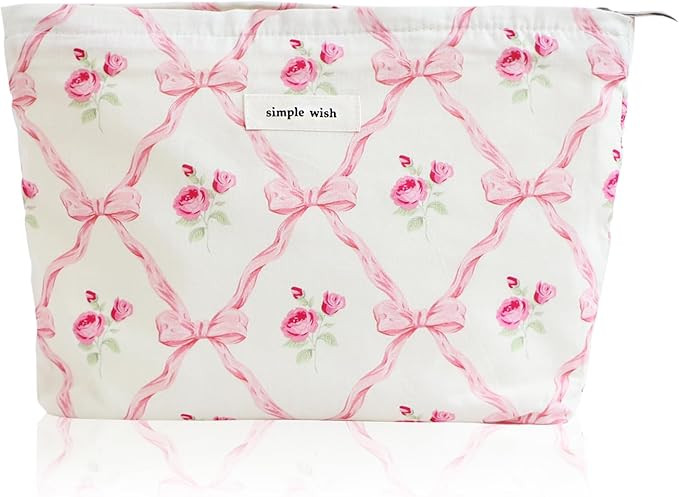 Wudygirl Makeup Bag Cosmetic Bag for Women Pink Pow Makeup Pouch Cute Makeup Organizer Portable H... | Amazon (US)