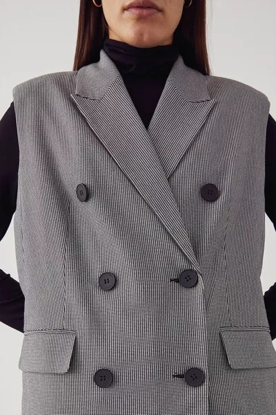 Essential Dogstooth Sleeveless Blazer | Debenhams UK