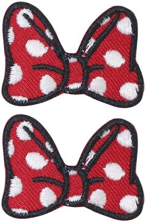 2pc Minnie Red Bow Iron Iron on Patches for Clothing Embroidered Applique Patch Iron on Patch Bad... | Amazon (US)