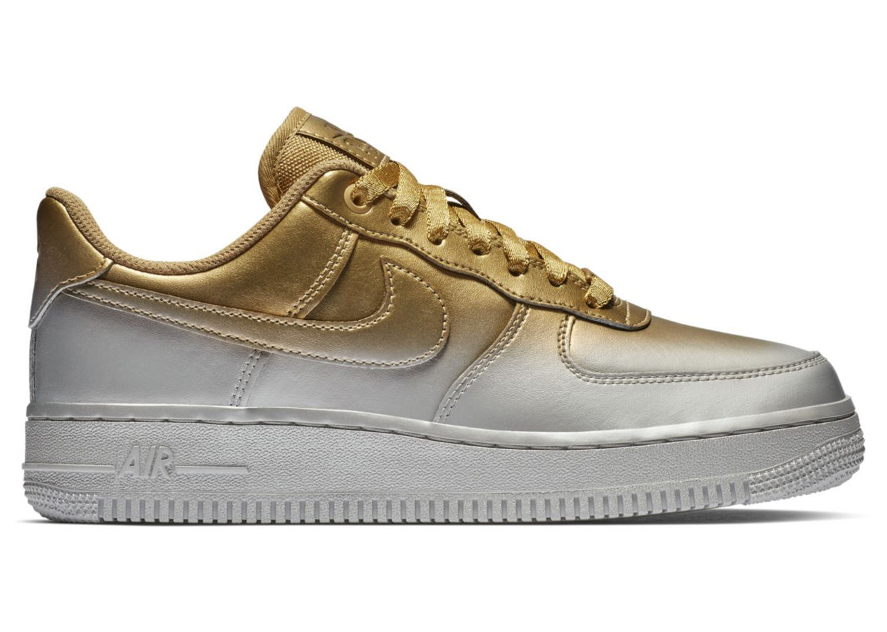 Nike Air Force 1 Low Gold Silver (Women's) Sneakers in Metallic Platinum/Metallic Gold/Flat Gold | StockX