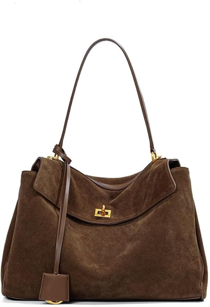 Roymi Genuine Leather Large Capacity Single Shoulder Handbag Underarm Bag Suede Nubuck Cowhide To... | Amazon (US)