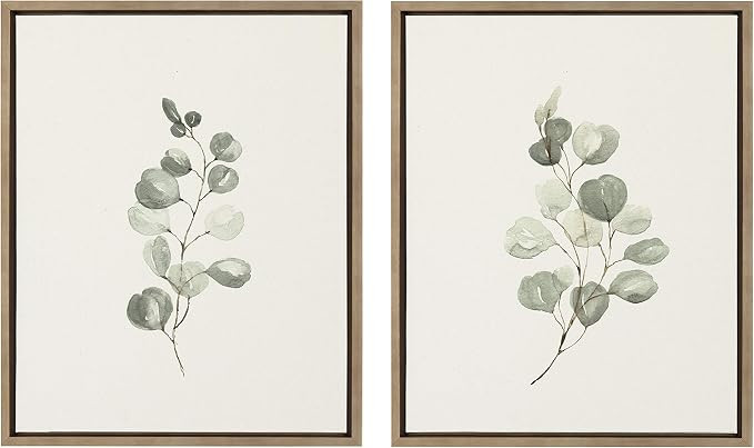 Kate and Laurel Sylvie Eucalyptus Framed Linen Textured Canvas Wall Art Set by Maja Mitrovic, 2 P... | Amazon (US)