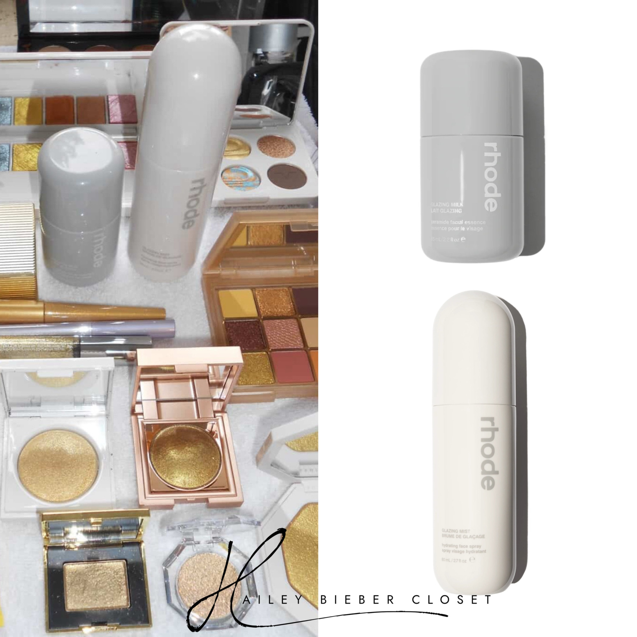 Here’s a list of the products used for Hailey’s makeup look by @leahdarcymakeup for the opening of rhode summer club in Mallorca. 🍋