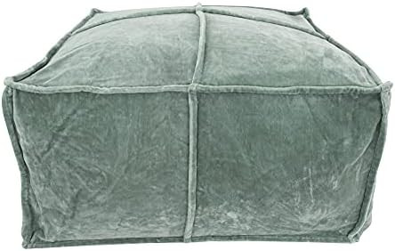 Creative Co-op EC0246 Square Cotton Velvet Pouf Seating, Wing Teal | Amazon (US)